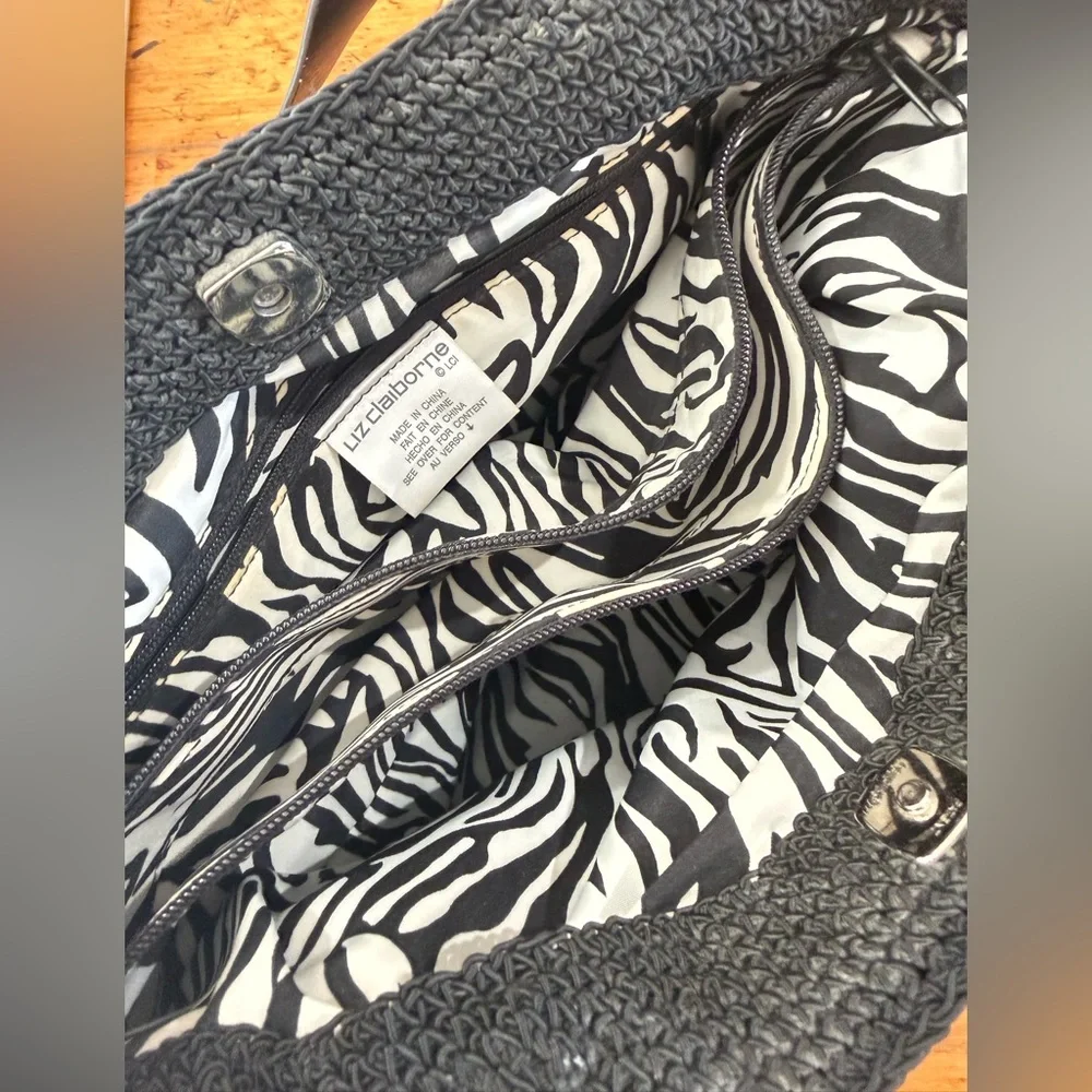 Liz Claiborne Black Crochet Purse Lined